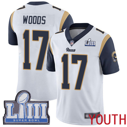 Los Angeles Rams Limited White Youth Robert Woods Road Jersey NFL Football #17 Super Bowl LIII Bound Vapor Untouchable->youth nfl jersey->Youth Jersey